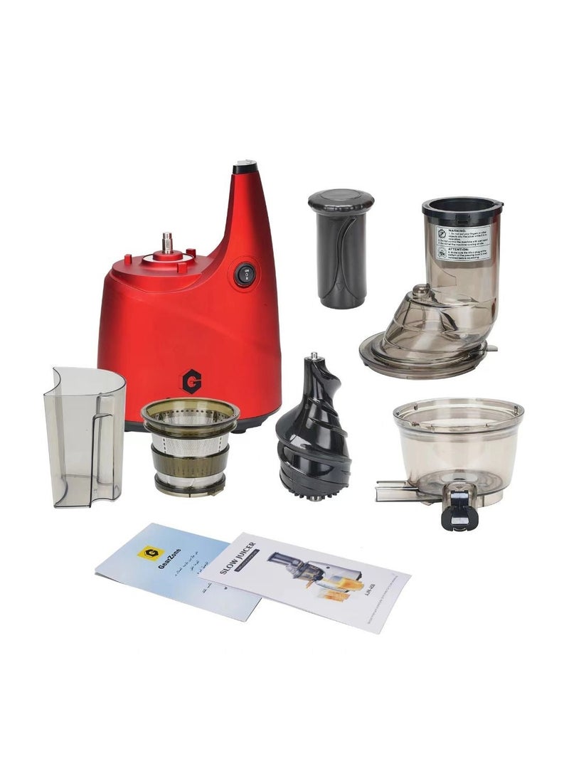 جيرزون عصارات مضغوطة على البارد، إنتاجية عالية لعصير الفواكه والخضروات - لون أحمر - Image 3